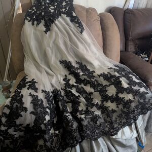 Black and Silvery Gothic Wedding/Prom Dress